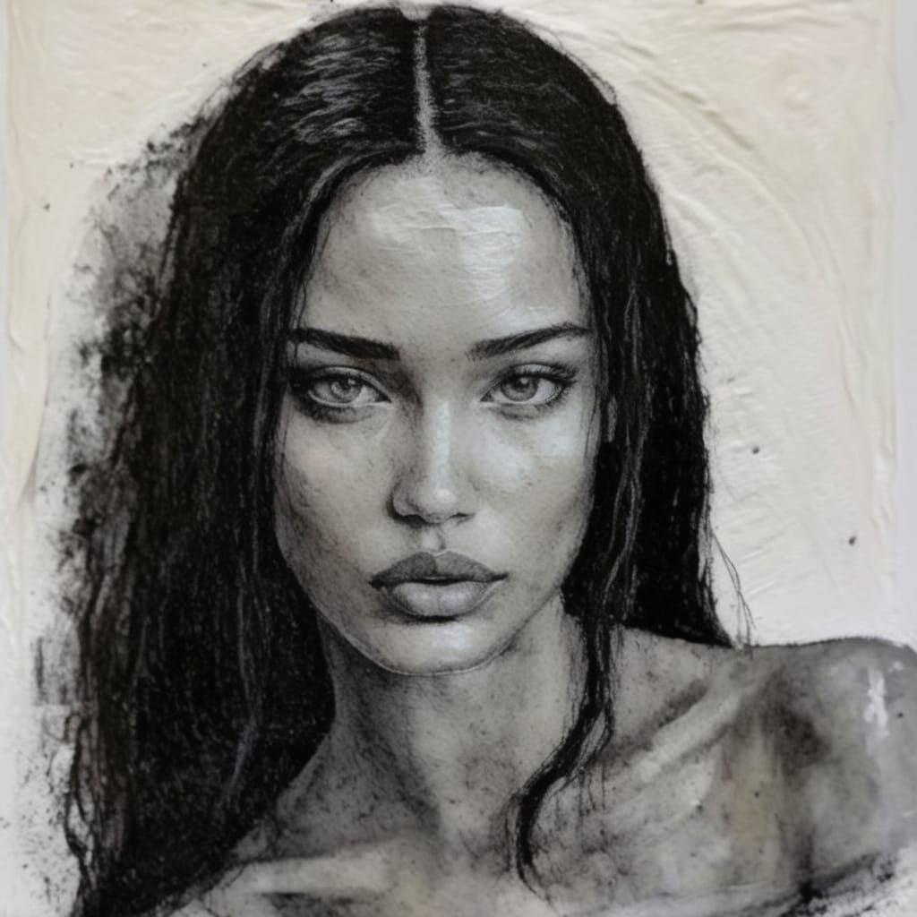 Gothgirl Portrait in Impasto Style