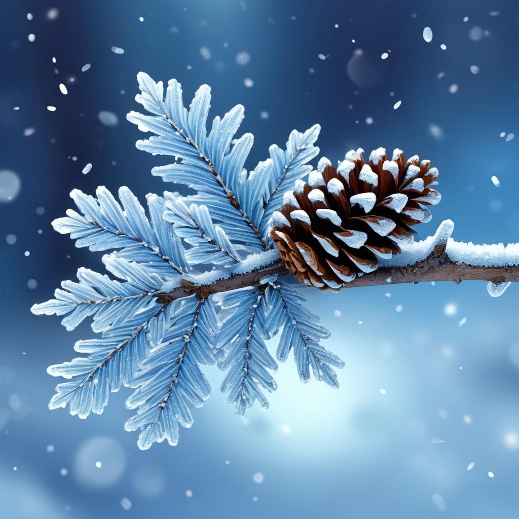 Surreal Winter Wonderland with Majestic Pinecone