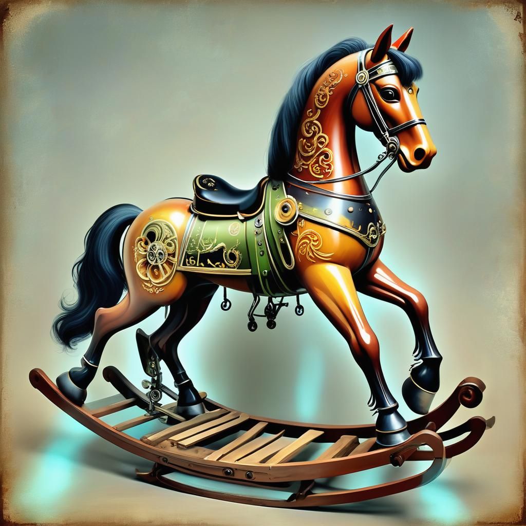 Atompunk Rocking Horse in Surreal Fantasy Art