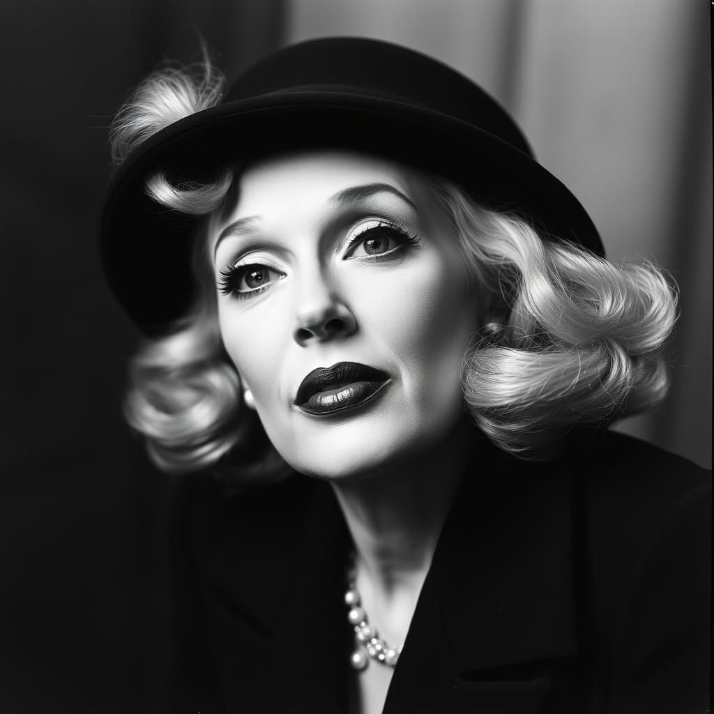 Vintage Hollywood Starlet in Close-Up