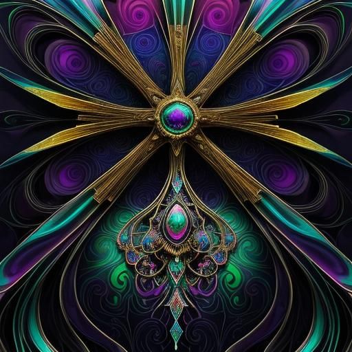 Ethereal Fractal Figure in Abstract Expressionism Style