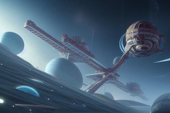 Epic Planetary Ship in Hyperdetailed Digital Painting