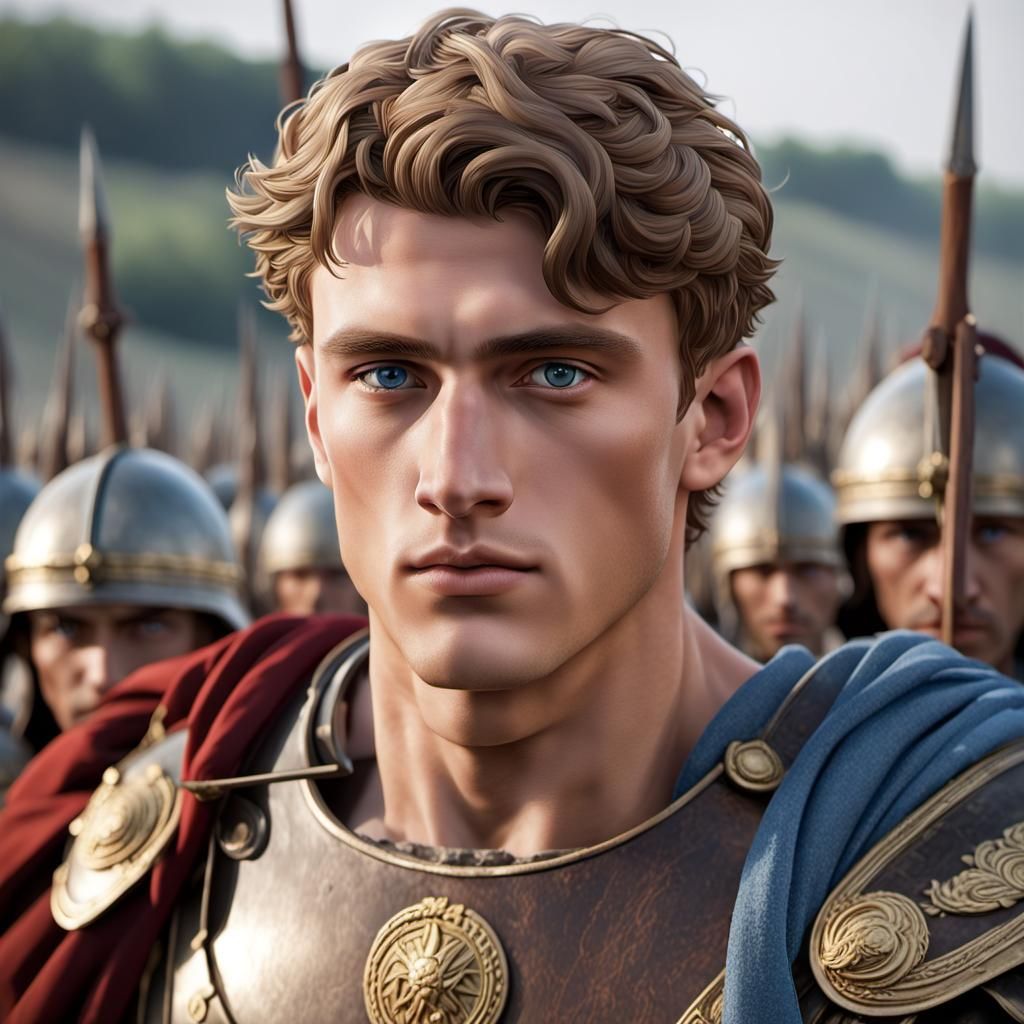 Handsome Young Roman General on Battlefield