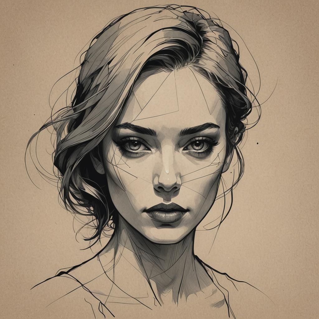 Minimalist Line Art Portrait of a Woman