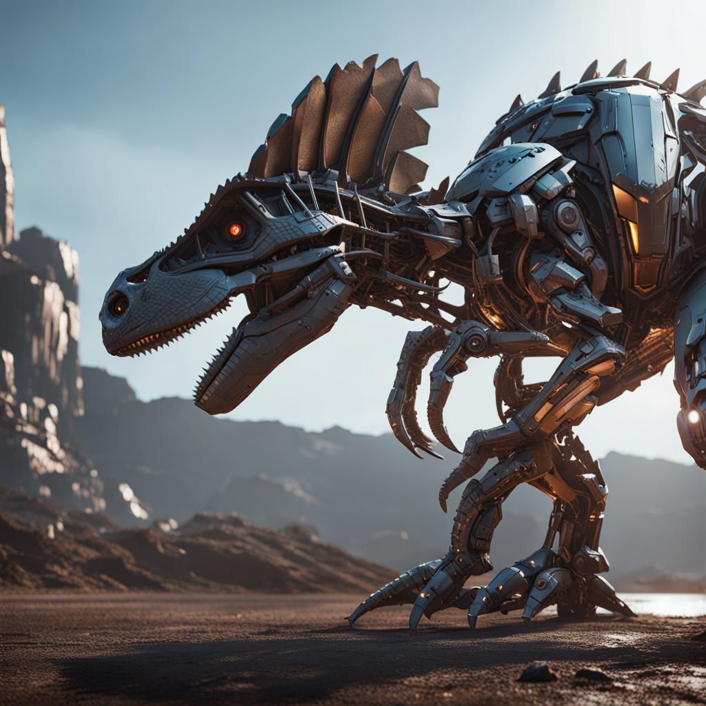 Futuristic Sci-Fi Dinosaur with Intricate Mech Details