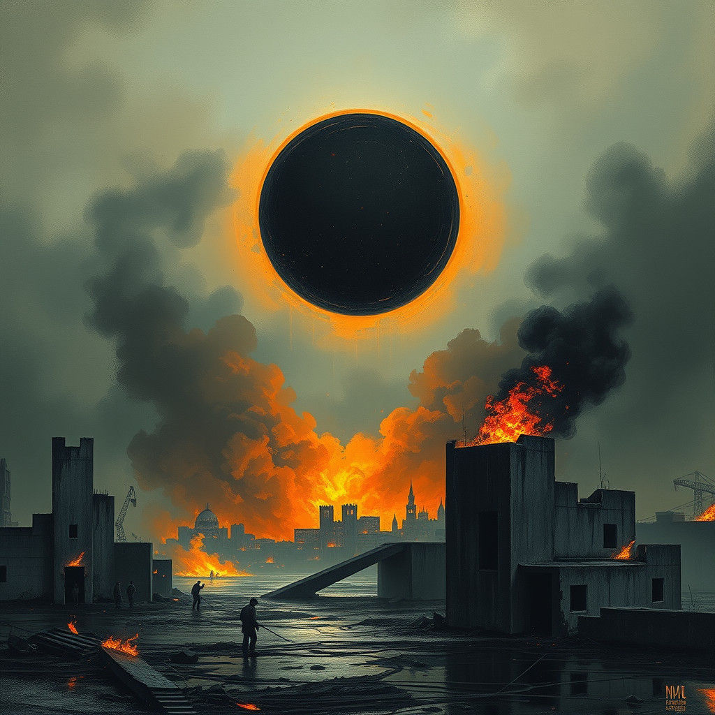 Post-Apocalyptic Russia Burning Under a Black Sun