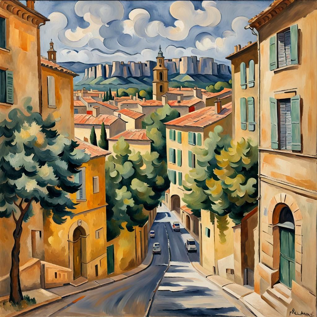 Painting of the City of Aix-en-Provence by Cézanne