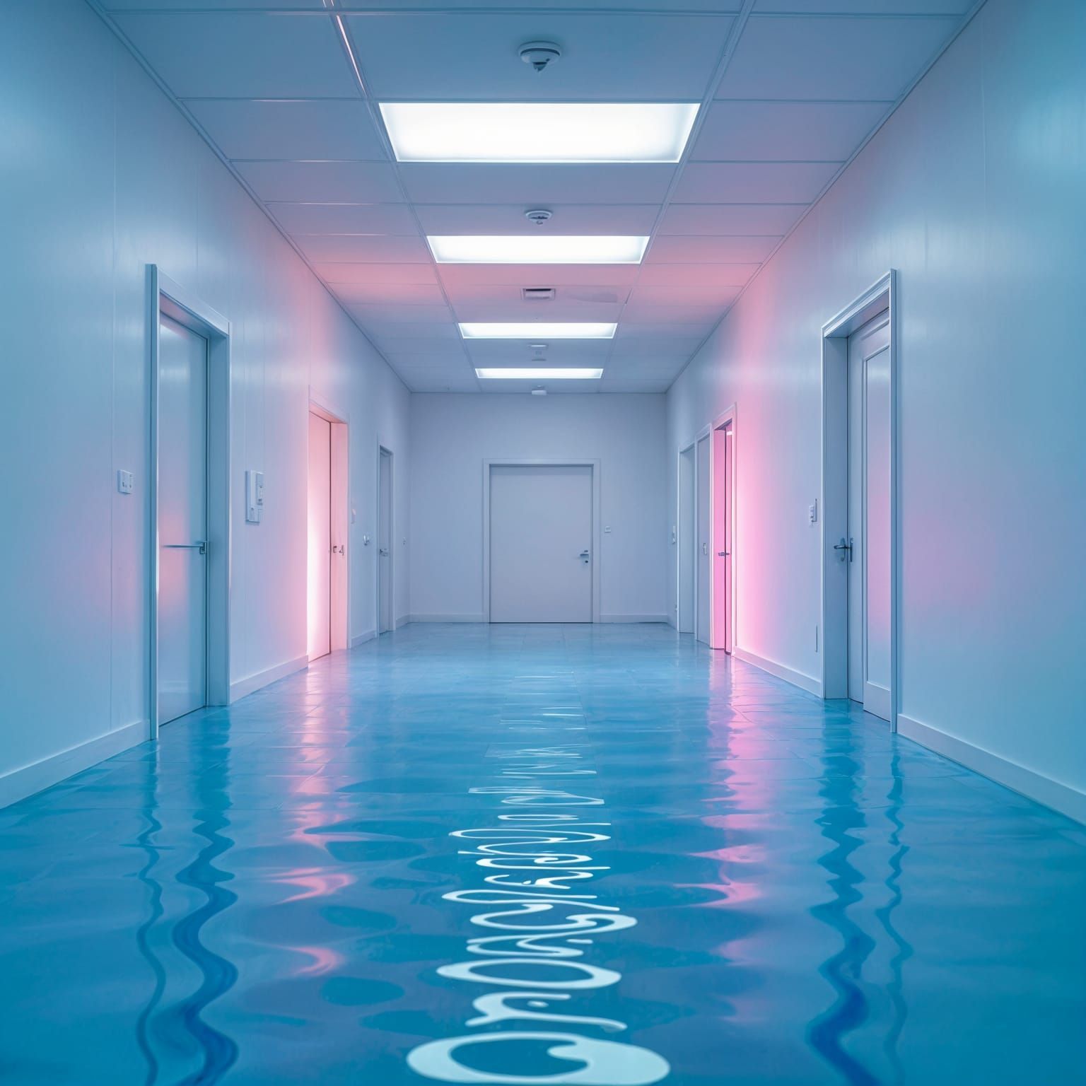 Dreamy Liminal Office in Vaporwave Style