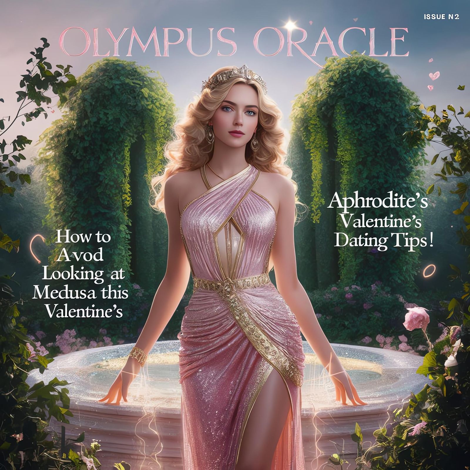 Fashionable Greek Goddess on Magazine Cover, Digital Art