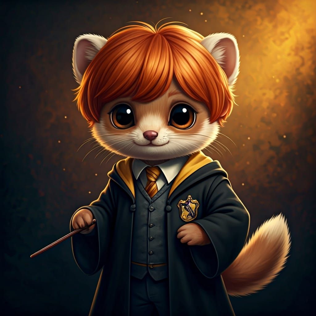 Chibi Weasel-Ron Weasley Hybrid in Rembrandt Style