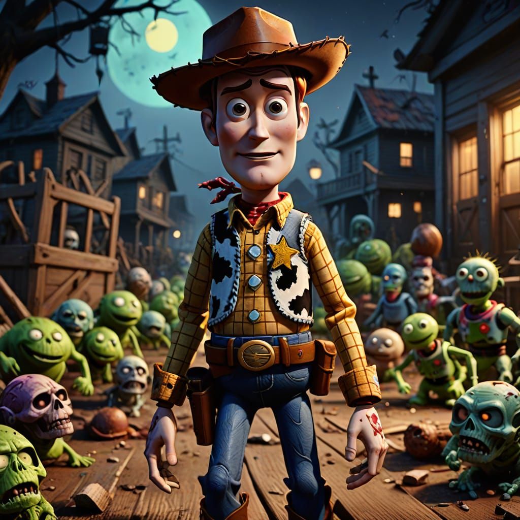 Toy Story Zombie Woody in a Fantastical, Detailed Matte Pain...