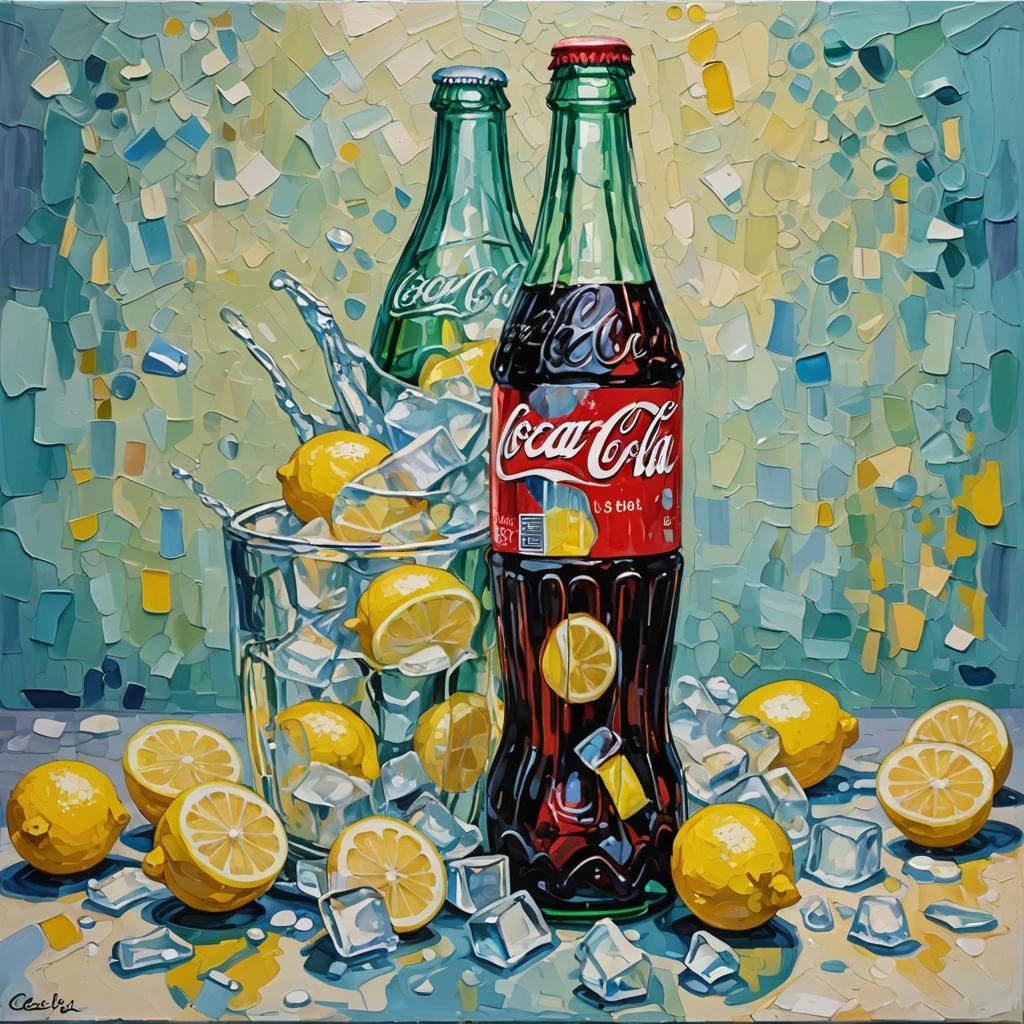 Coca Cola Bottle in Neo-Impressionist Oil Painting