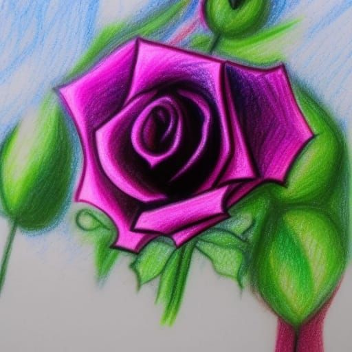 Crayon drawing of a Rose