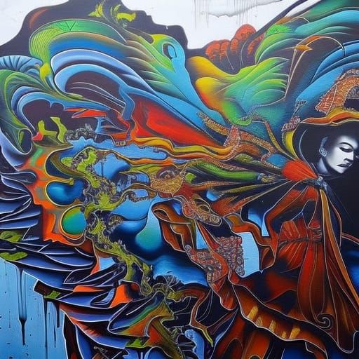 Fantasy Graffiti Art with Kalashnikov in Dürer Style