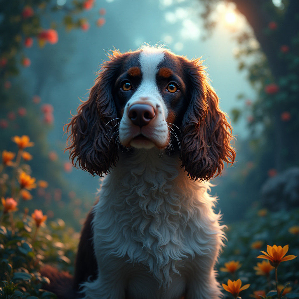 Heroic Springer Spaniel in Mystical Dreamscape