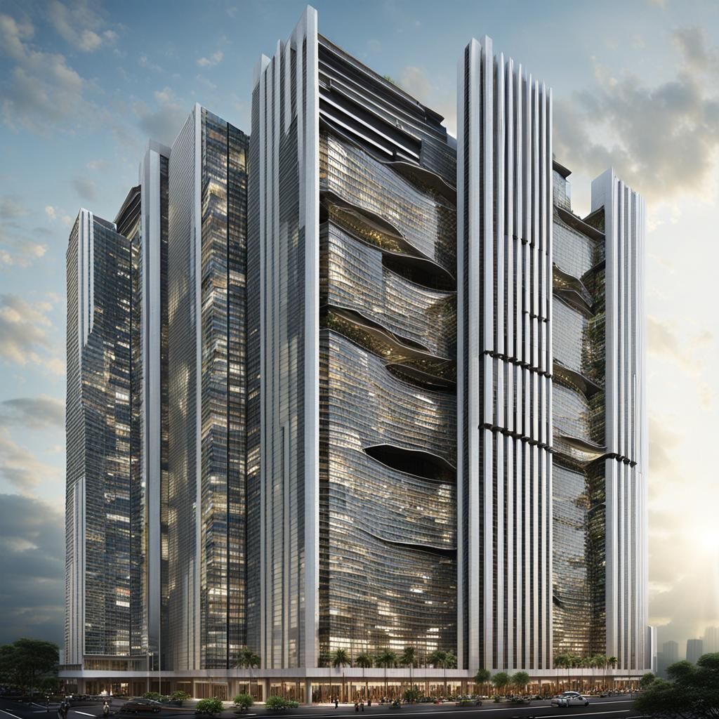 Deconstructivist Skyscraper with Biophilic Legong Dance Elem...