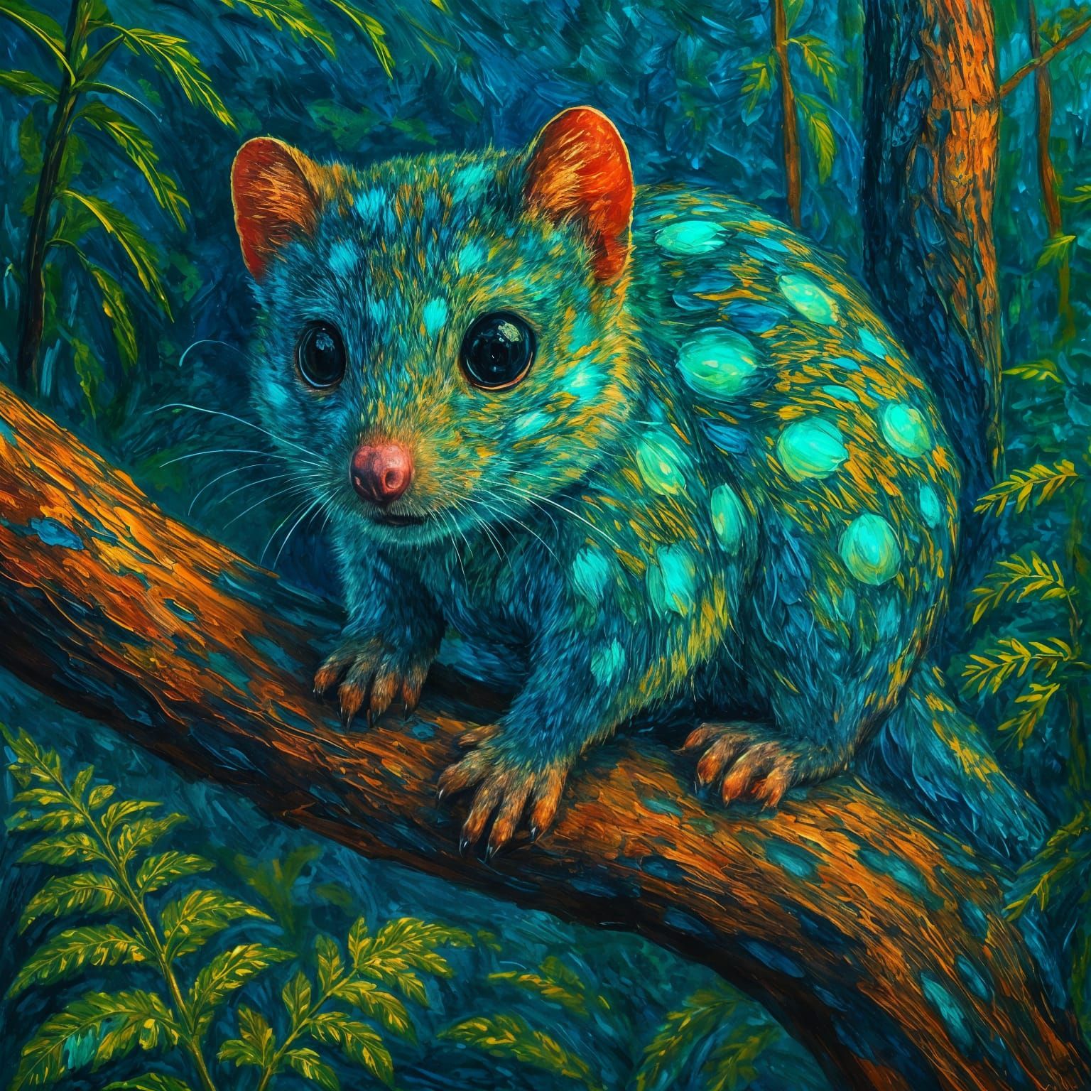 An adorable little glowing quoll