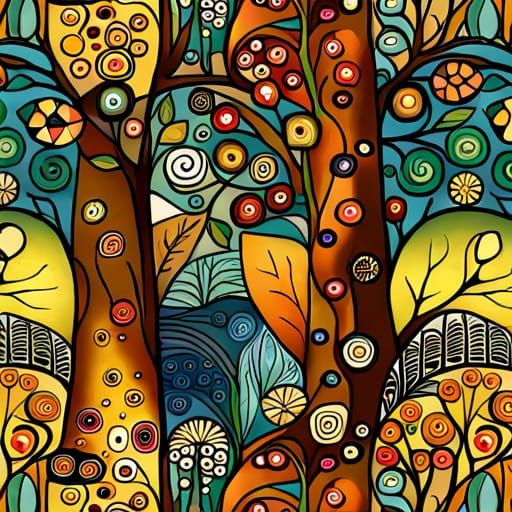 Botanical Pattern in Art Nouveau Style