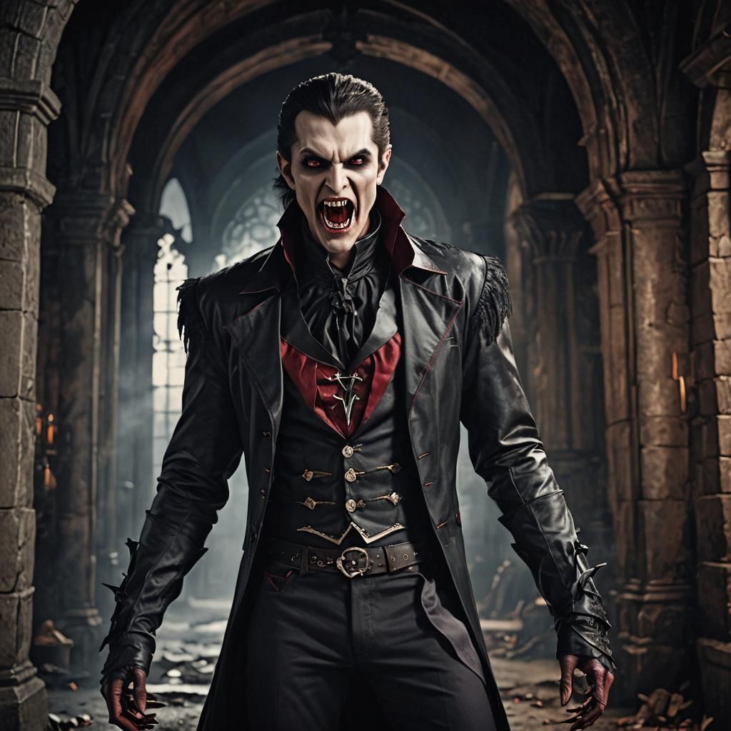Handsome Vampire with Monstrous Features, Hyperrealistic