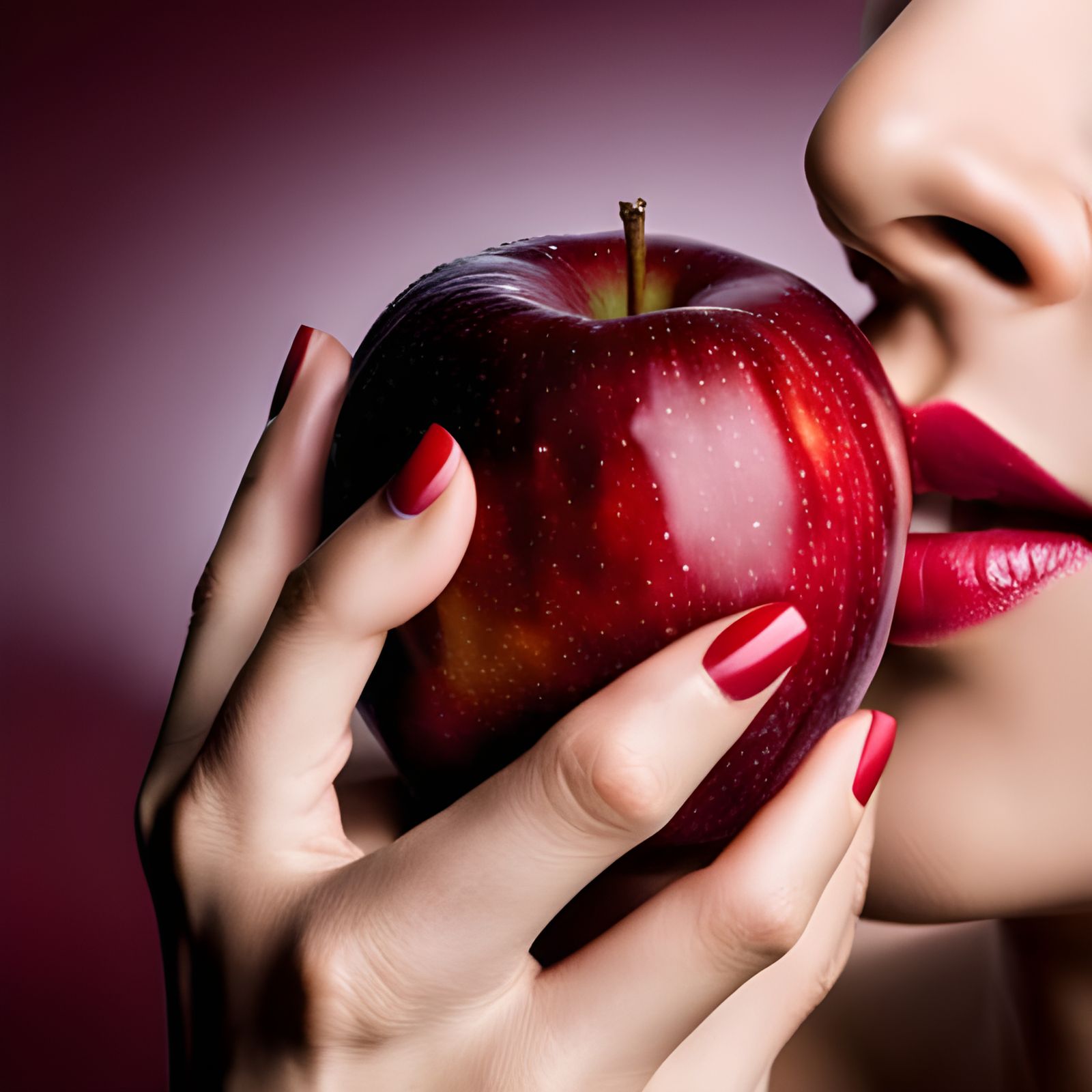 Wet Apple with Bite and Purple Smoke