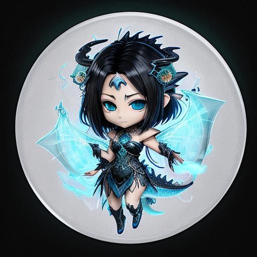 Bioluminescent Transparent Dragon Girl in Anime Style