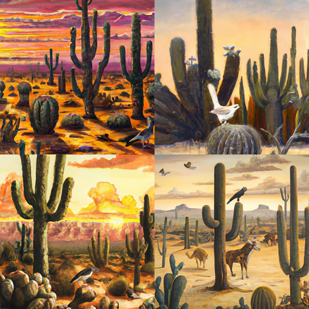 Arizona Desert Sunset Natural History Painting