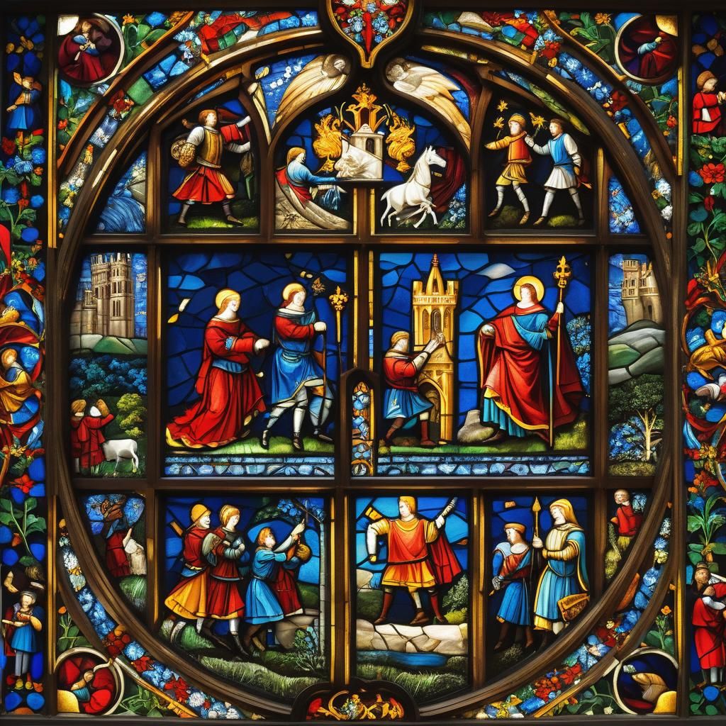 Medieval Mosaic Art: Ornate Cathedral Scenes