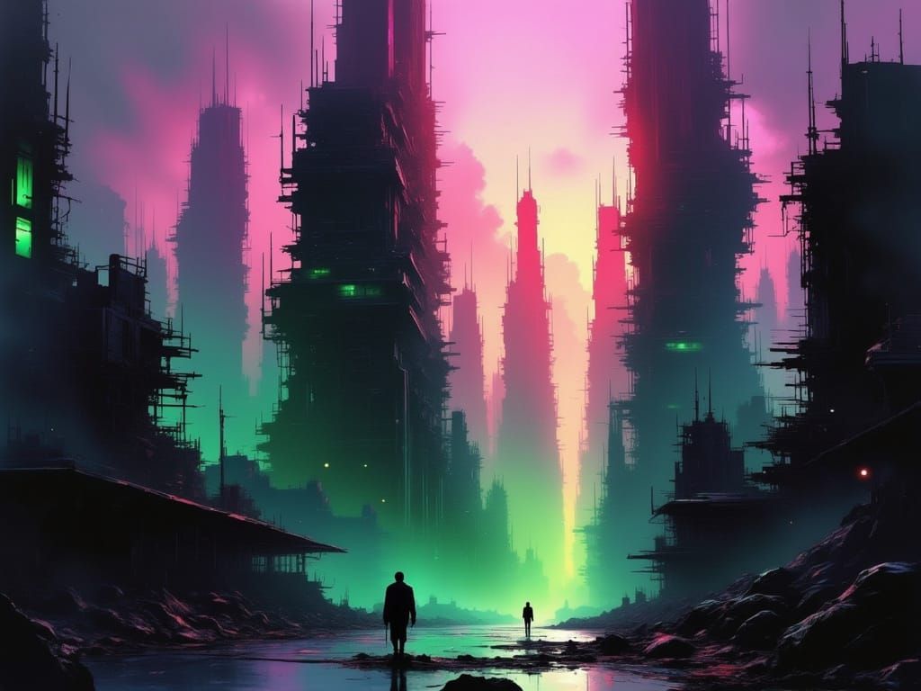 Titans in Shadow: A Matte Painting Dreamscape