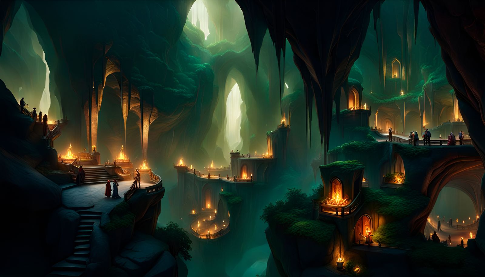 Cavern Cityscape in Dramatic Lighting