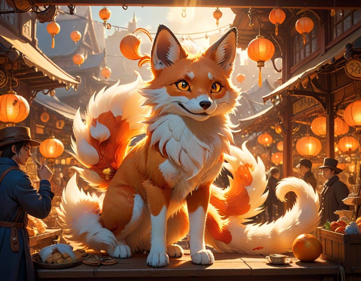 Steampunk Kitsune Pranks in Anime Style