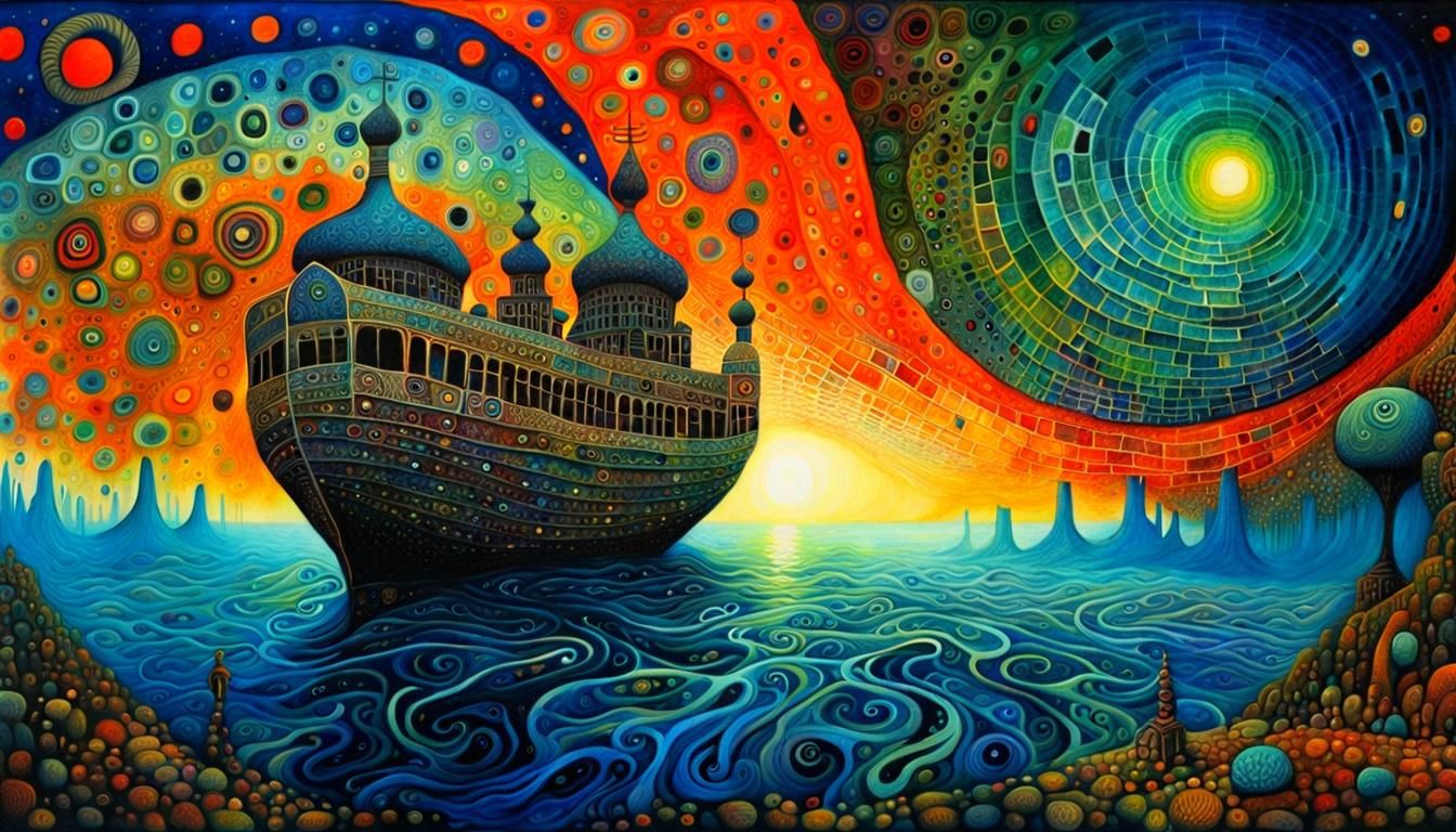 Psychedelic Ocean Goddess in Zentangle Style