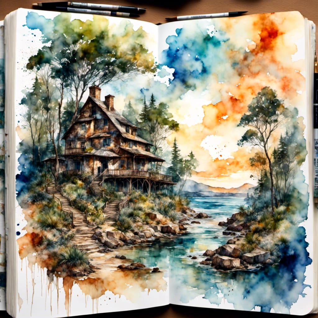 Abstract Watercolor Art Journal Page