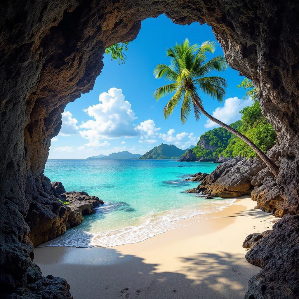 Tropical Paradise Through Amethyst Archway