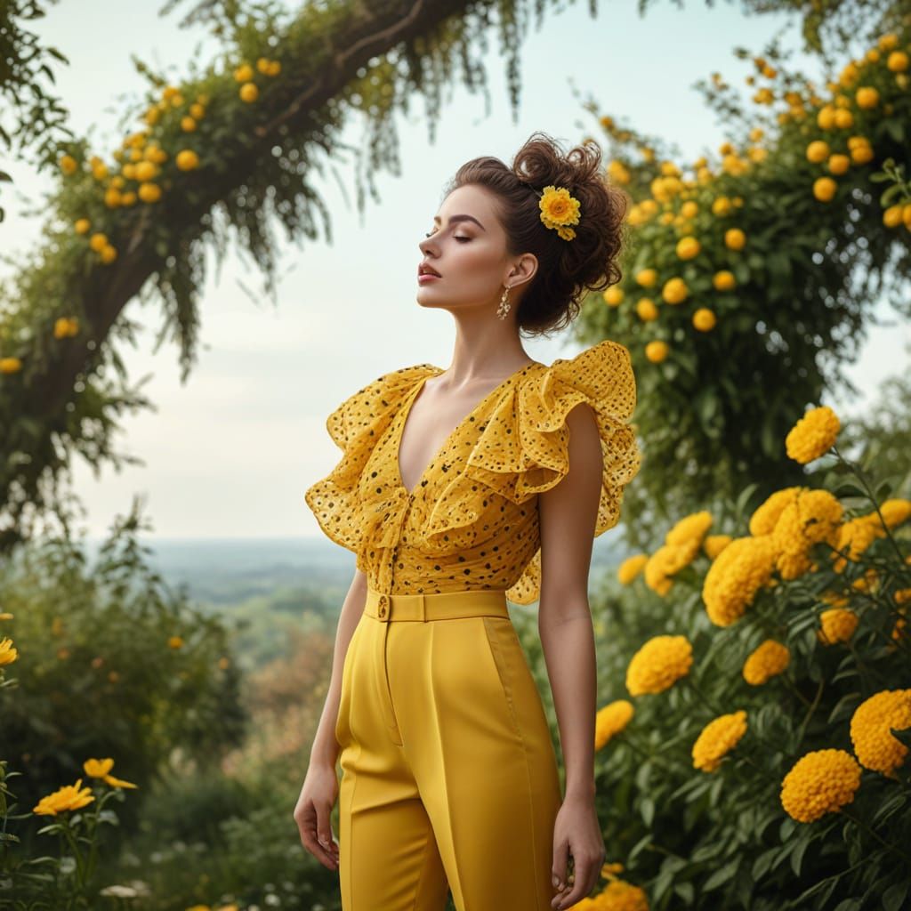 Haute Couture Model in Vibrant Oil Painting Style