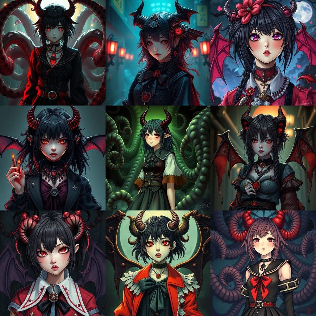 Demonic Eldritch Japanese Girl in Kingdom Hearts Style