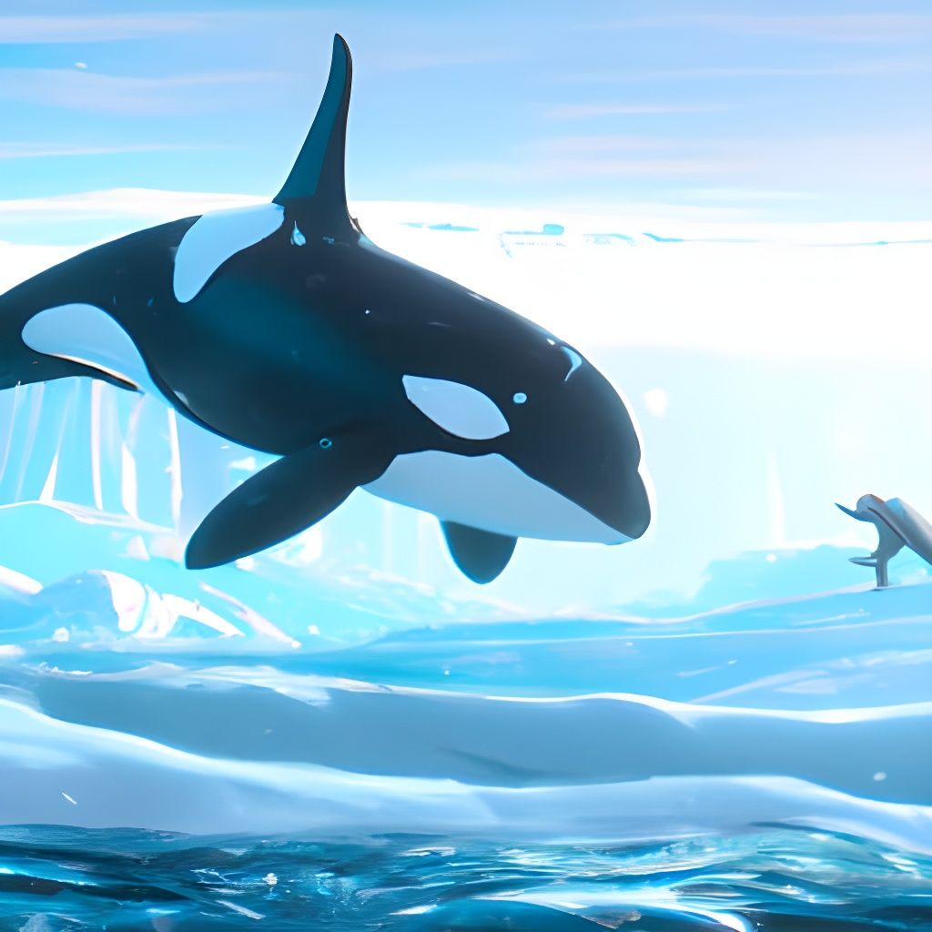 Killer Whale in Polar Sea: Studio Ghibli Anime