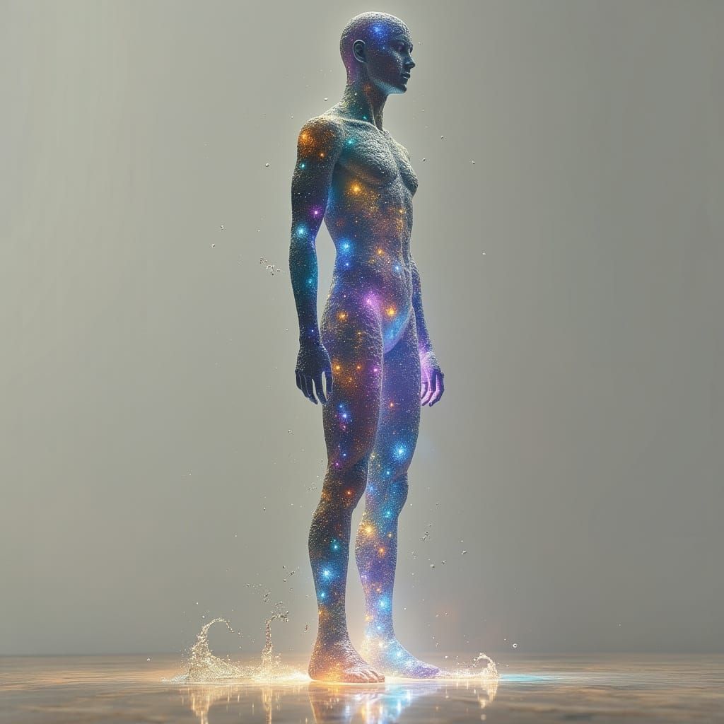 Human-Shaped Bottle in Dark Oil Paint Style