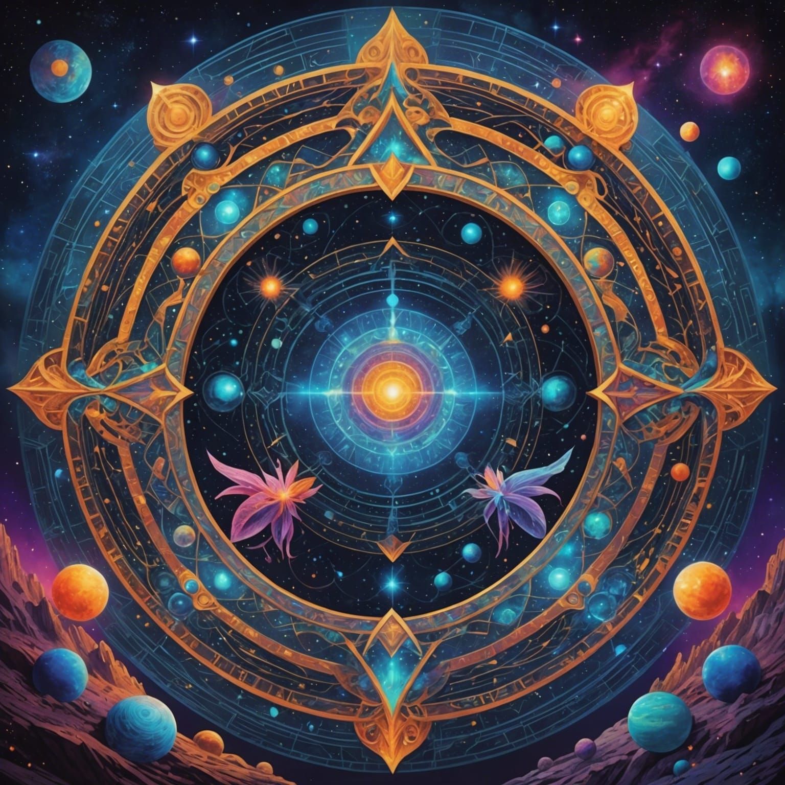 Astral Cosmic Arch Holographic Illustration