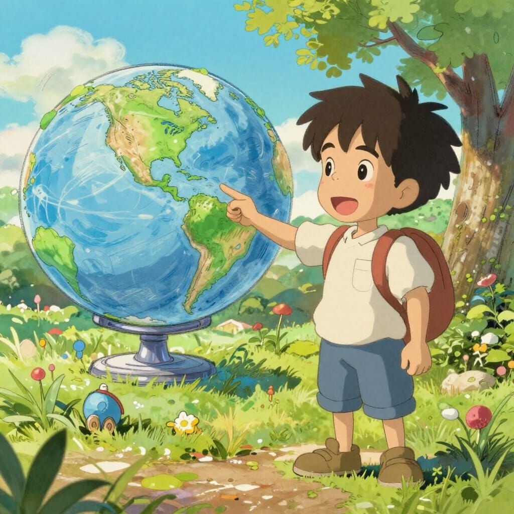 3D Character in Hand-Drawn World, Vibrant Concept Art