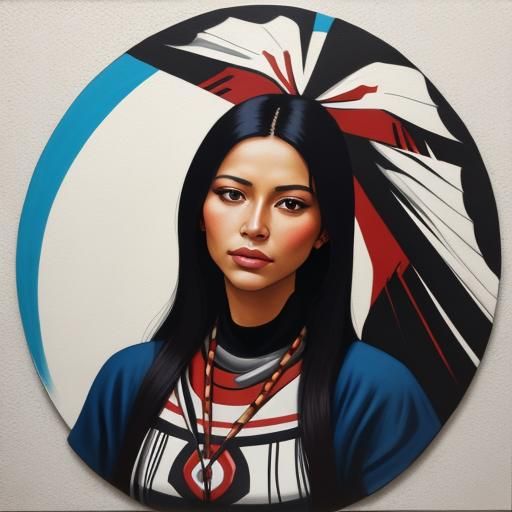 Native American Woman Acrylic Painting on Wall