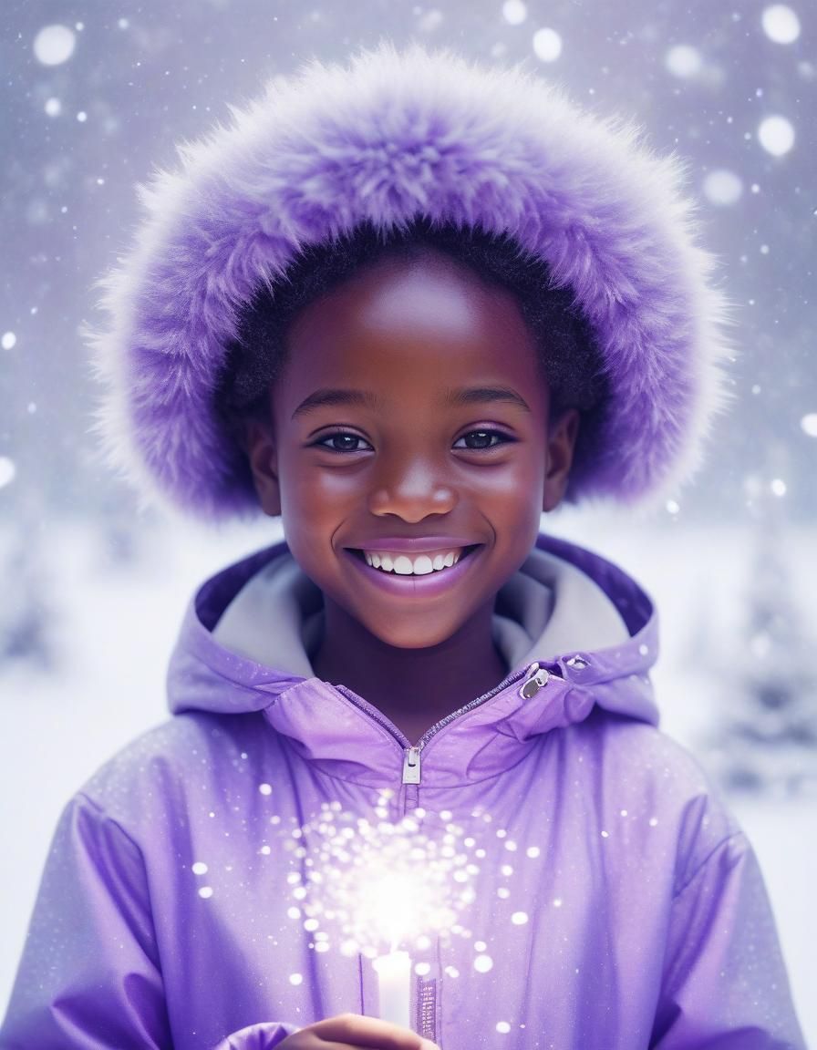 Ethereal Girl Portrait in Arctic Purple Hues