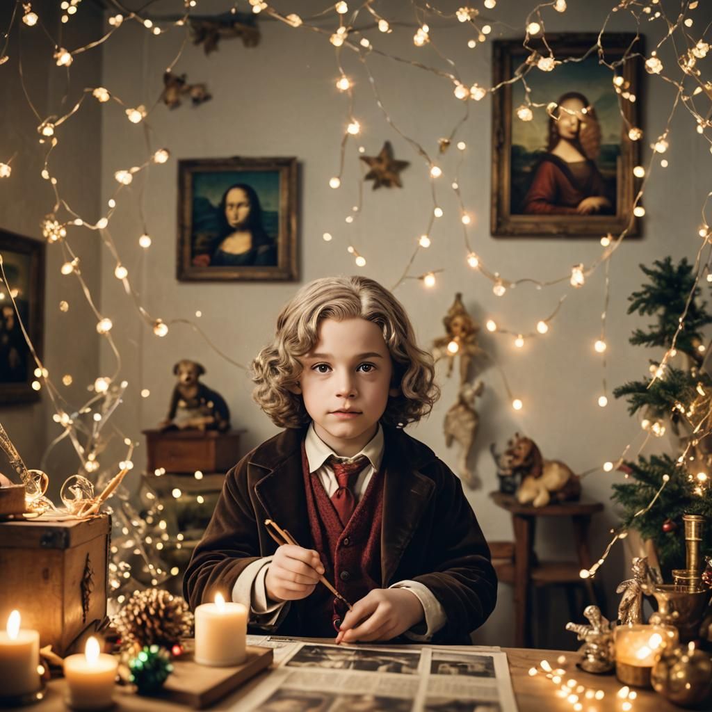 Child Leonardo da Vinci's Party: Sharp Professional Photo