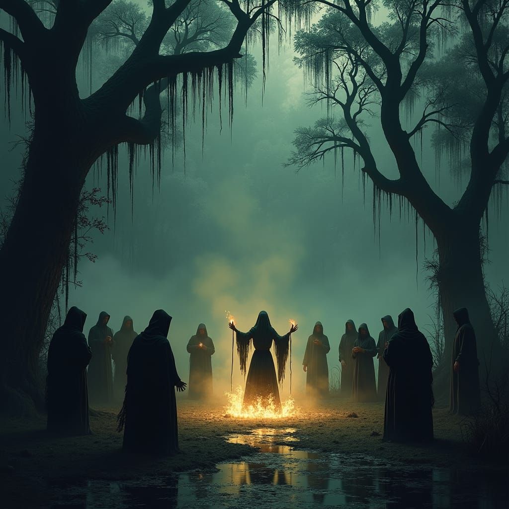 Ominous Voodoo Ritual in Dark Fantasy Style