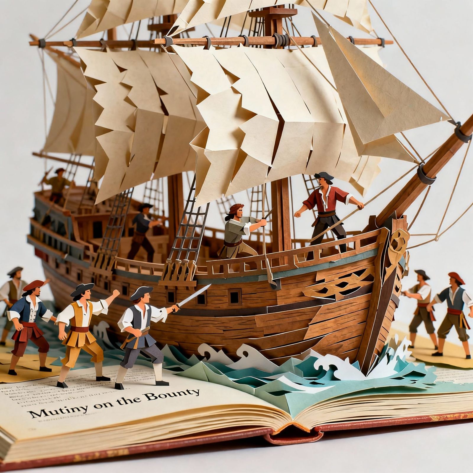 Mutiny on the Bounty Pop-Up Book Illustration