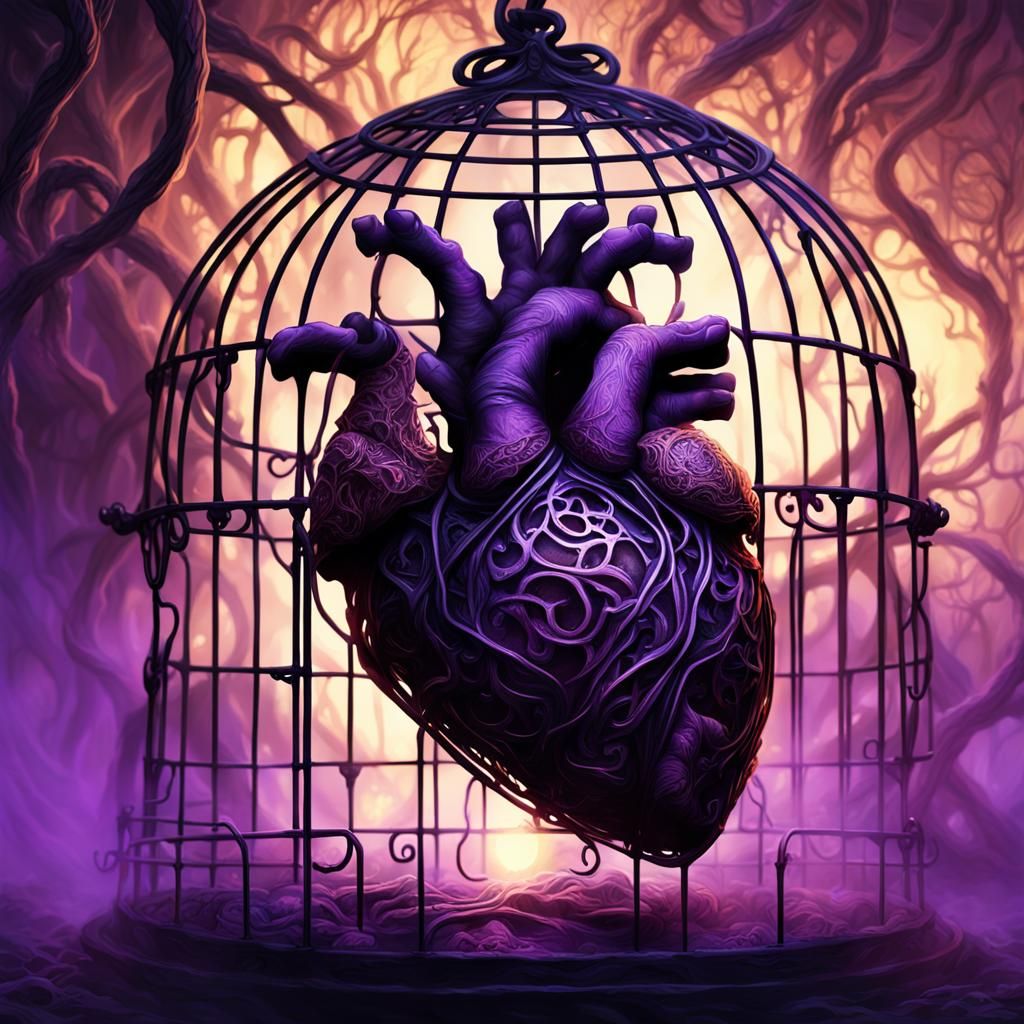 Organic Metal Heart in Dark Fantasy Style