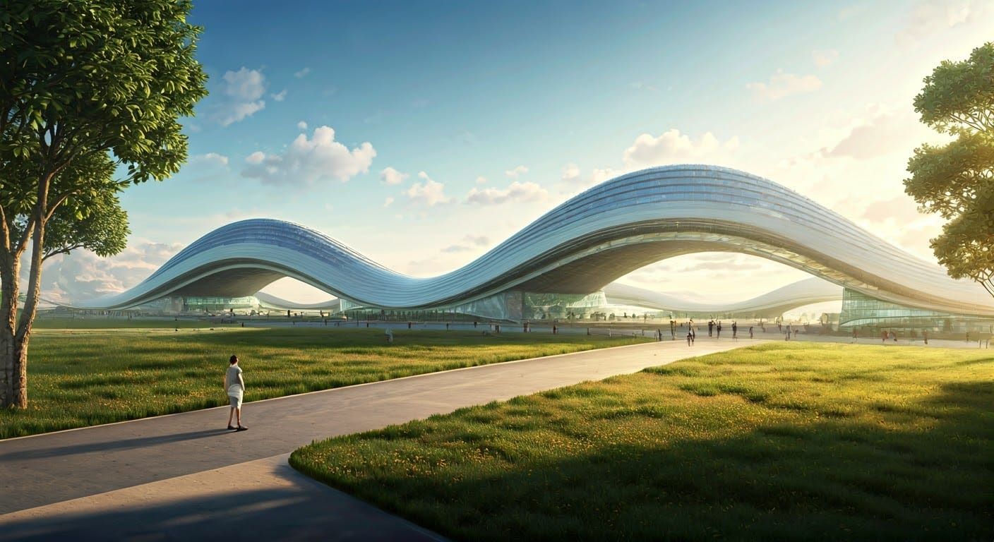 Eco-Friendly Futuristic Mobility Hub in Nature's Embrace