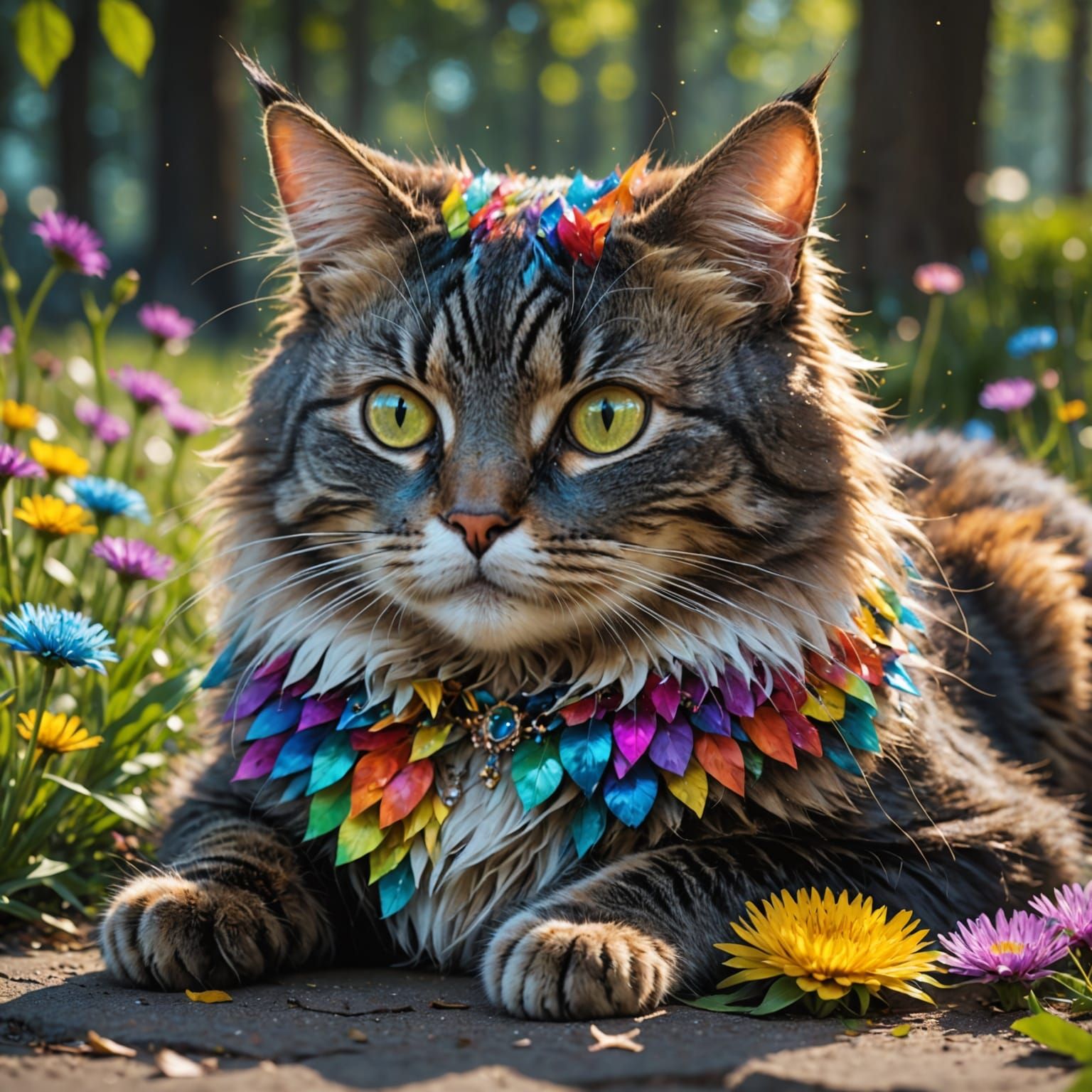 Glamorous Cat Portrait in Vibrant Colors