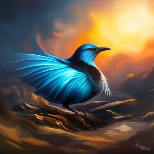 Ethereal Light Blue Glass Bird Concept Art