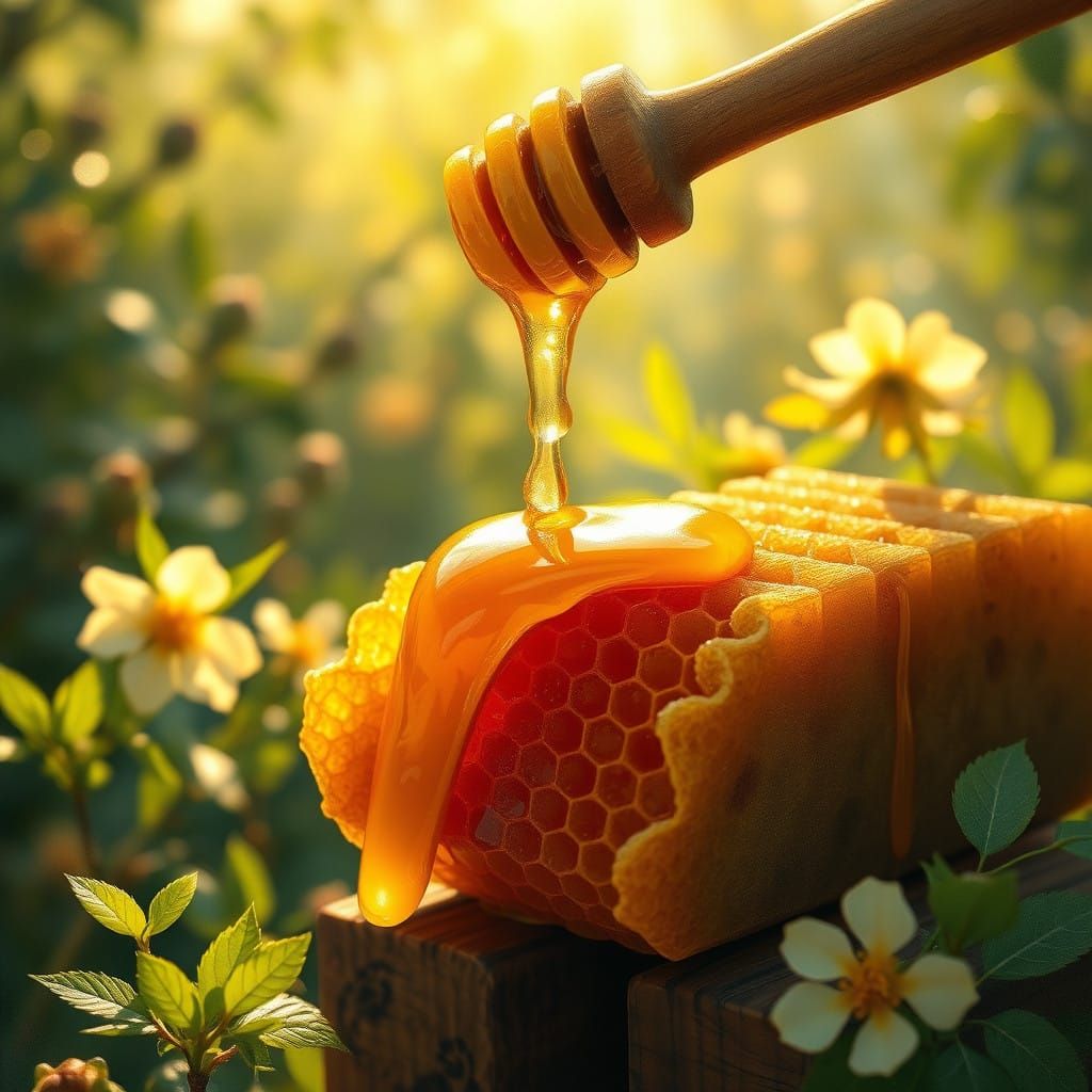 Golden Honeycomb in Impressionist Light