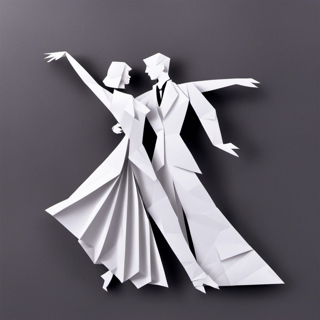 Elegant Origami Ballroom Dancers in Sharp Focus